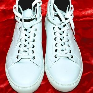 VERSACE Men's High-Top White Leather Sneakers 12D